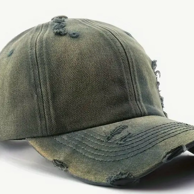 Nwot Distressed Olive Green Baseball Cap Hat
